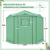 6.6x6.6 ft/ 8.5x8.5 ft Hexagon Pop up Greenhouse - Eagle Peak