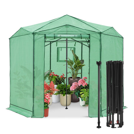 6.6x6.6 ft/ 8.5x8.5 ft Hexagon Pop up Greenhouse - Eagle Peak