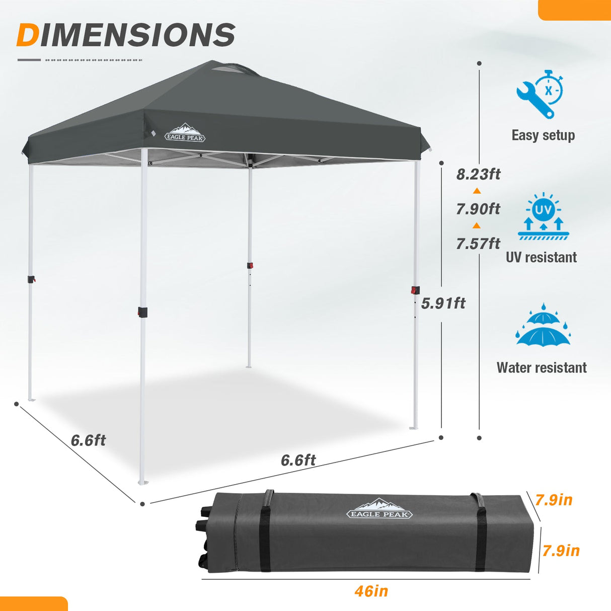 6.6x6.6 Pop Up Canopy Tent - Eagle Peak Custom Canopy Tent