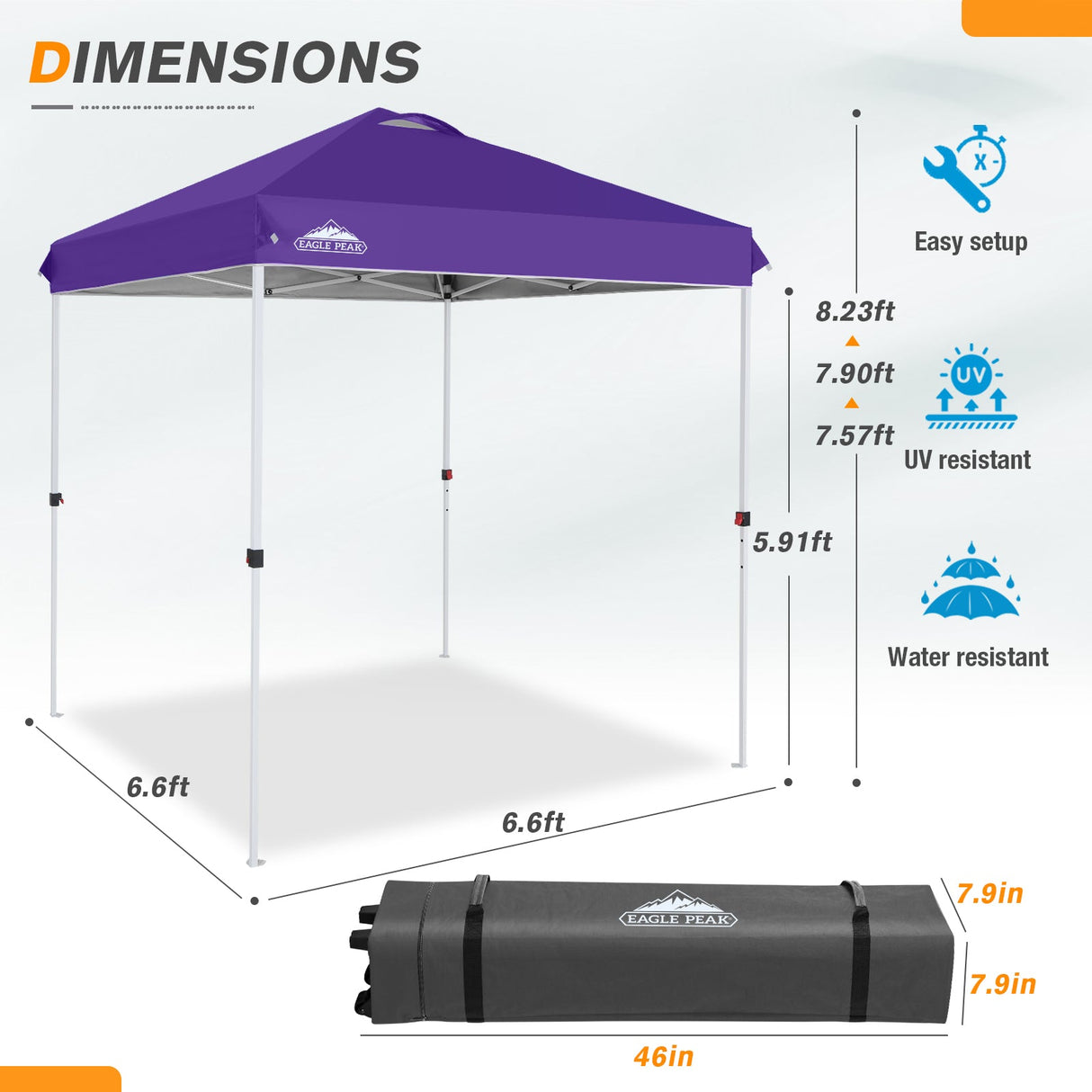 6.6x6.6 Pop Up Canopy Tent - Eagle Peak Custom Canopy Tent