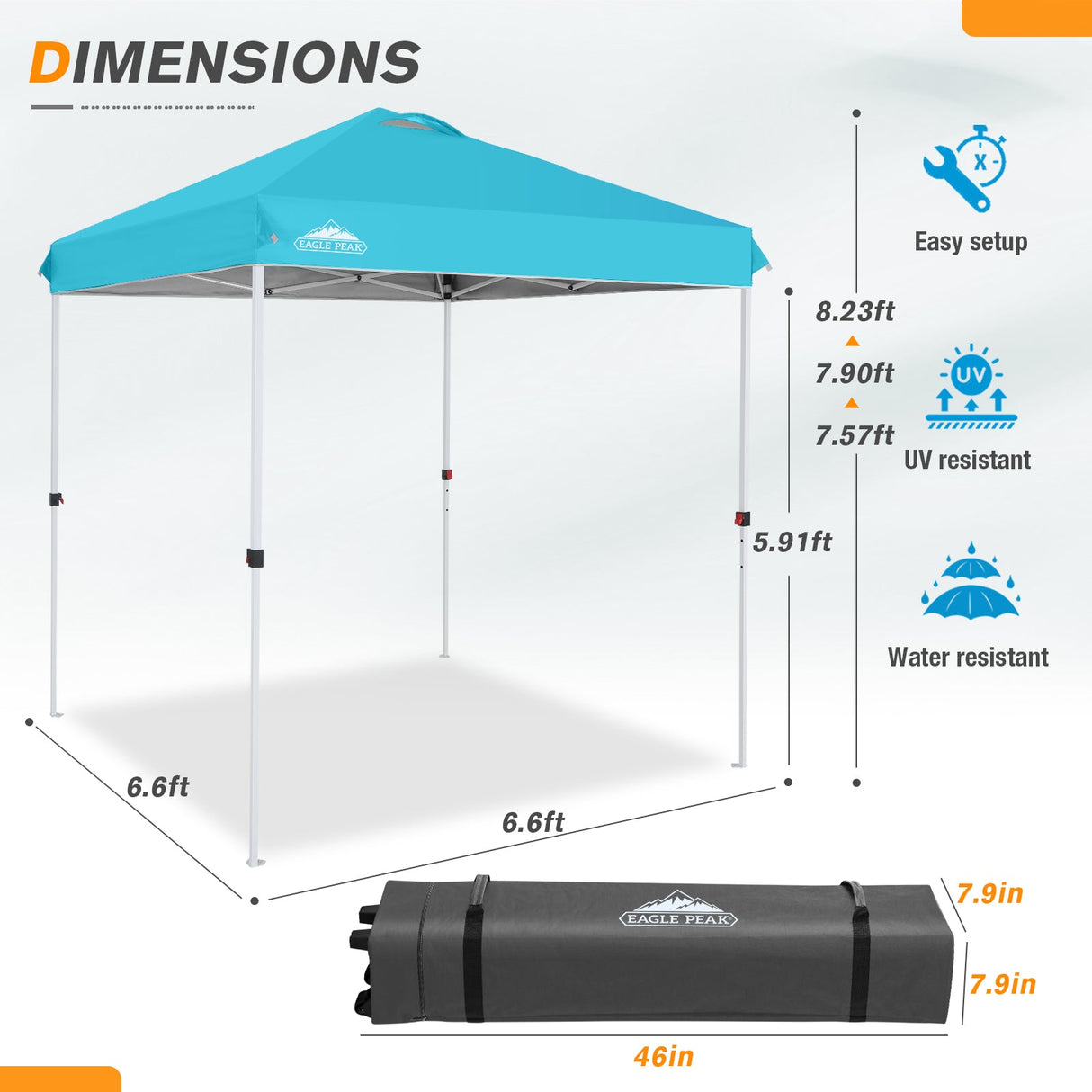 6.6x6.6 Pop Up Canopy Tent - Eagle Peak Custom Canopy Tent
