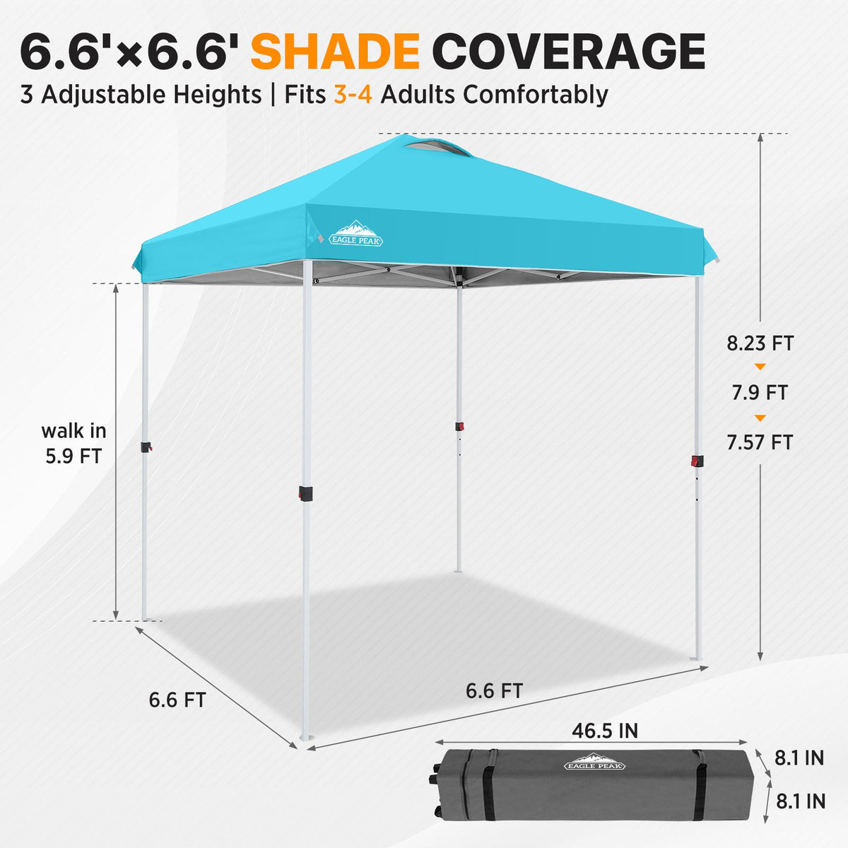 6.6x6.6 Pop Up Canopy Tent Easy Up Canopy Outdoor - Eagle Peak®