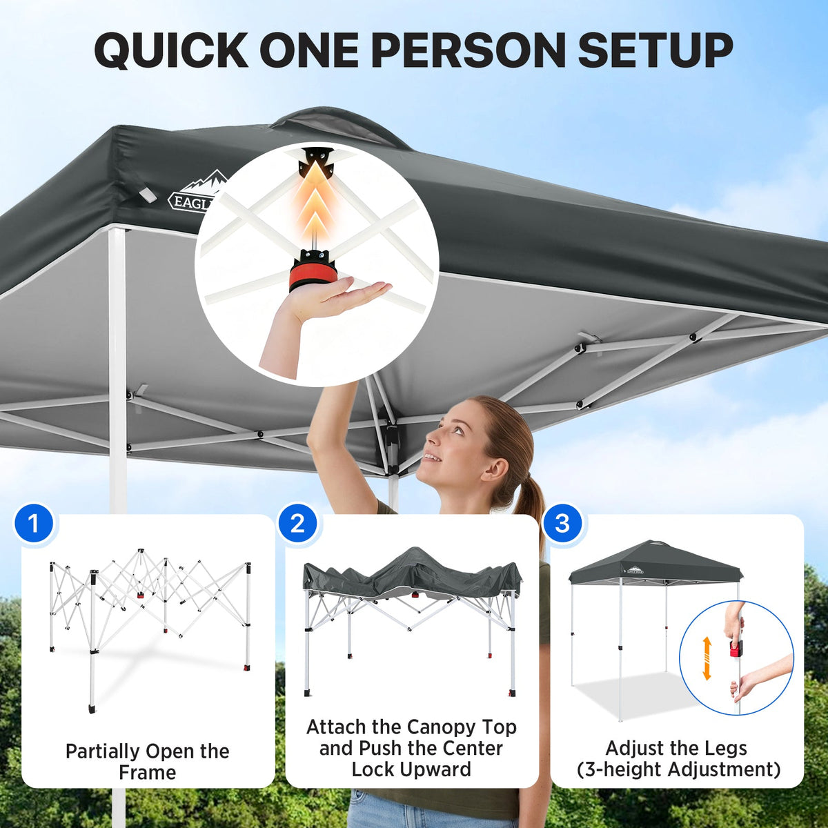 6.6x6.6 Pop Up Canopy Tent Easy Up Canopy Outdoor - Eagle Peak®