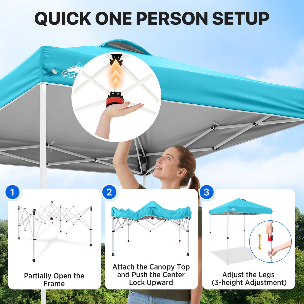 6.6x6.6 Pop Up Canopy Tent Easy Up Canopy Outdoor - Eagle Peak®