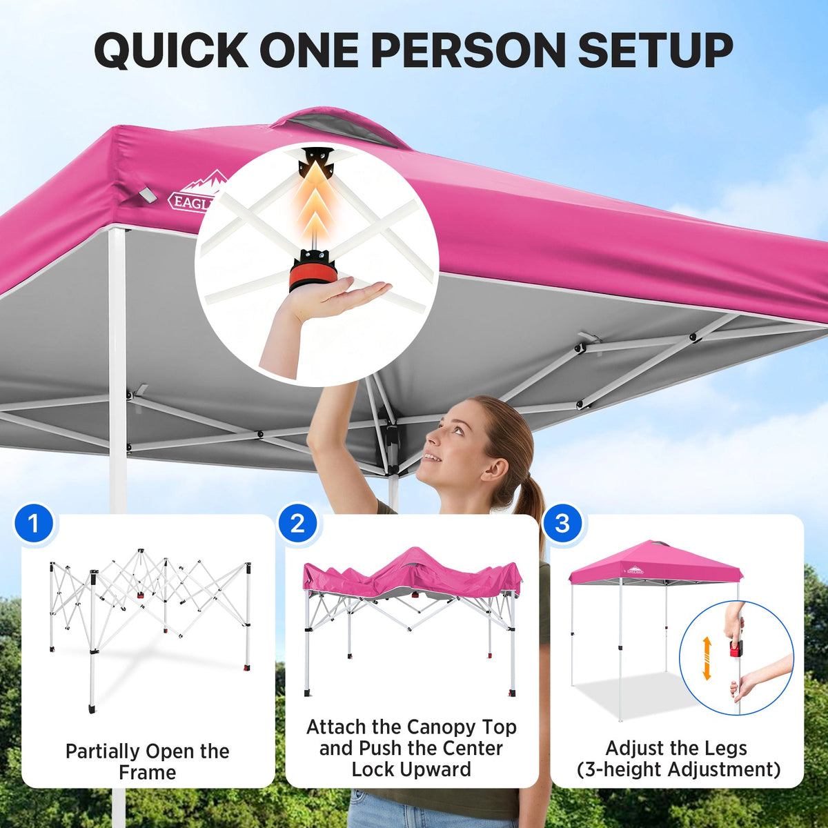 6.6x6.6 Pop Up Canopy Tent Easy Up Canopy Outdoor - Eagle Peak®