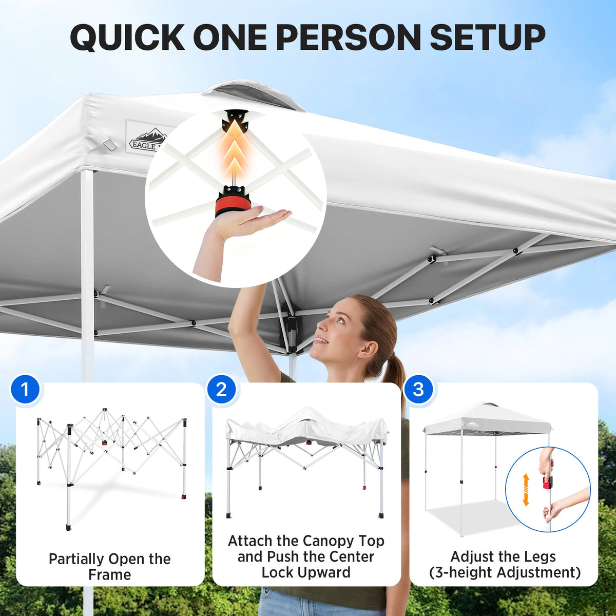 6.6x6.6 Pop Up Canopy Tent Easy Up Canopy Outdoor - Eagle Peak®