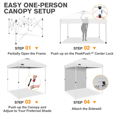6.6x6.6 Pop Up Canopy Tent with 1 Sidewall - Eagle Peak®
