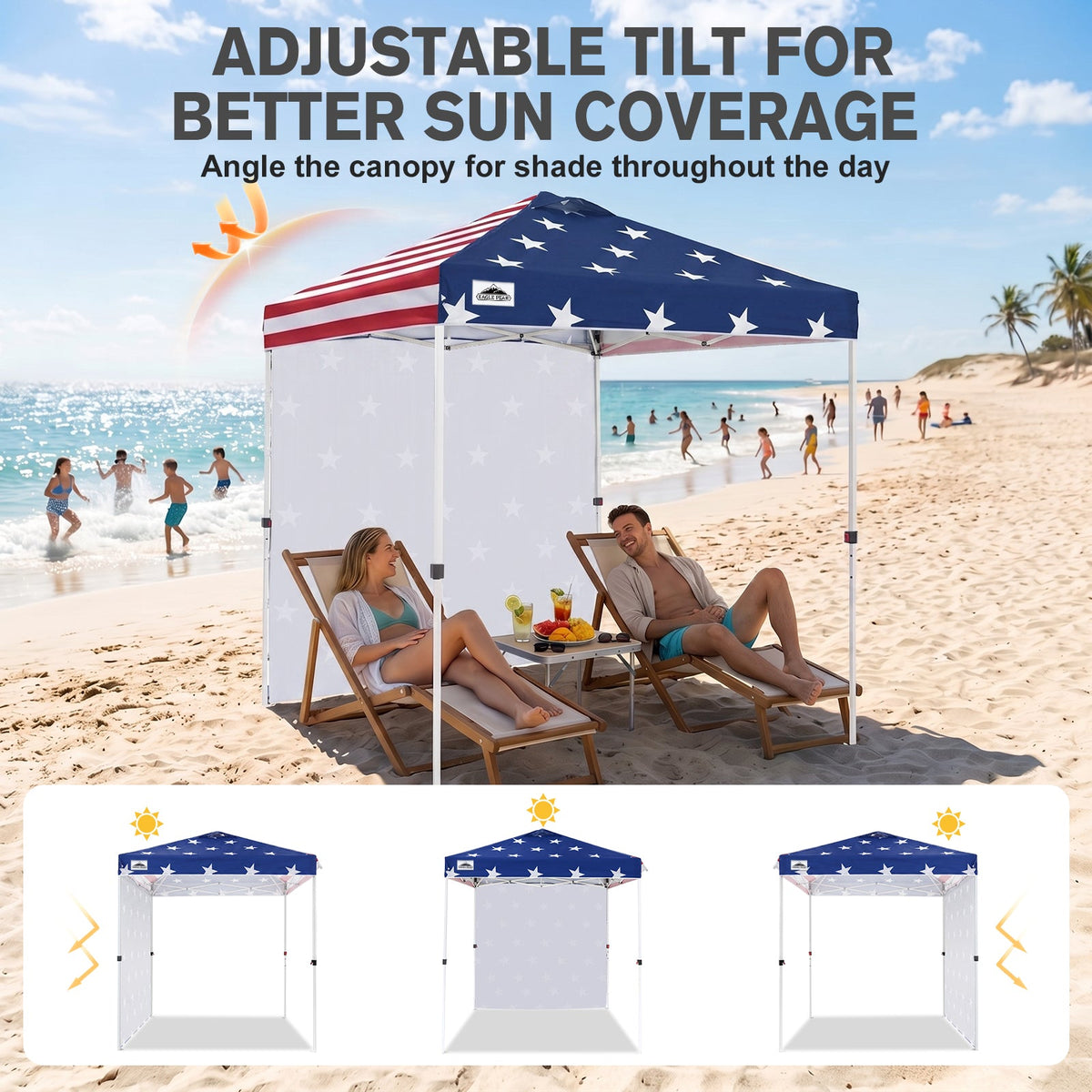 6.6x6.6 Pop Up Canopy Tent with 1 Sidewall - Eagle Peak®