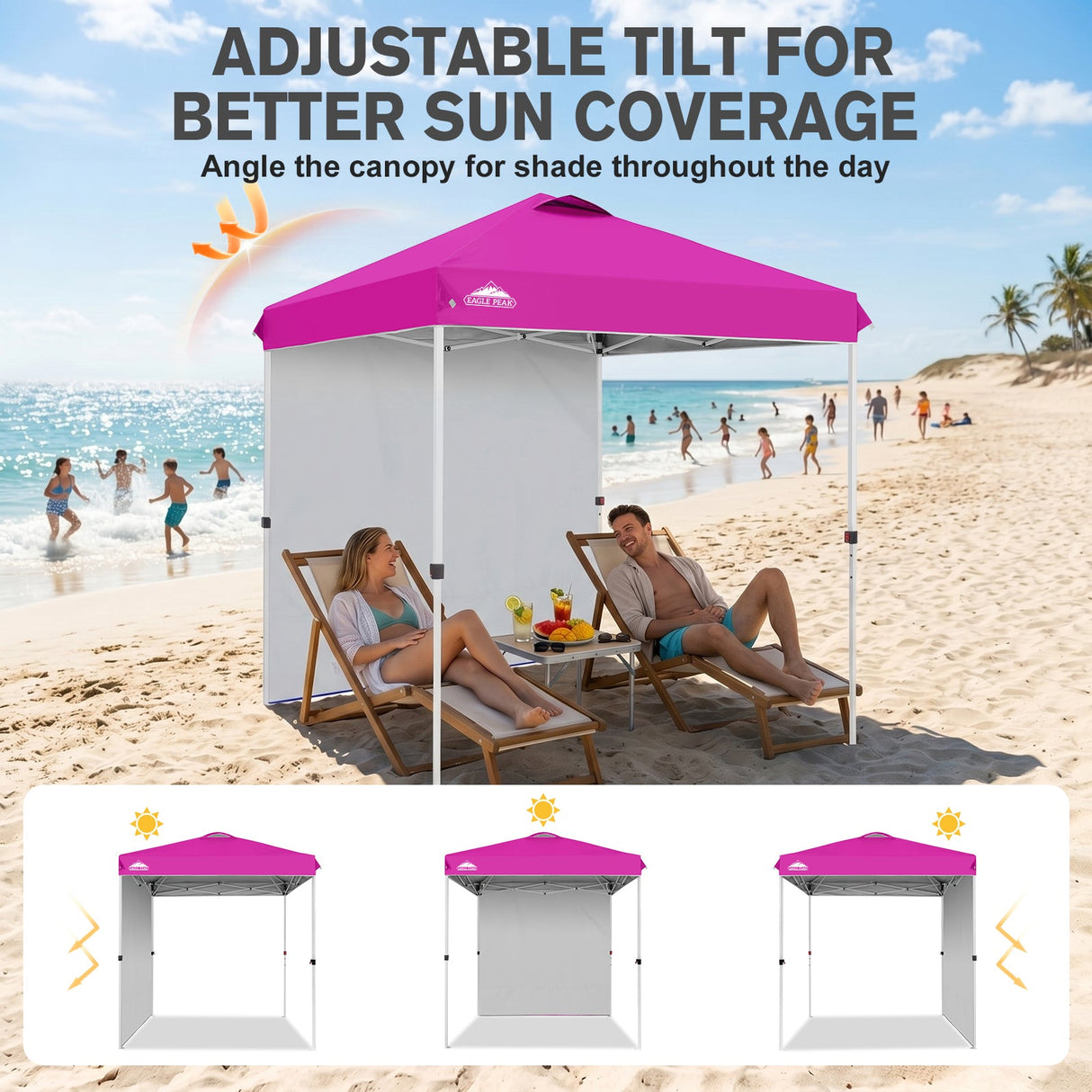 6.6x6.6 Pop Up Canopy Tent with 1 Sidewall - Eagle Peak®