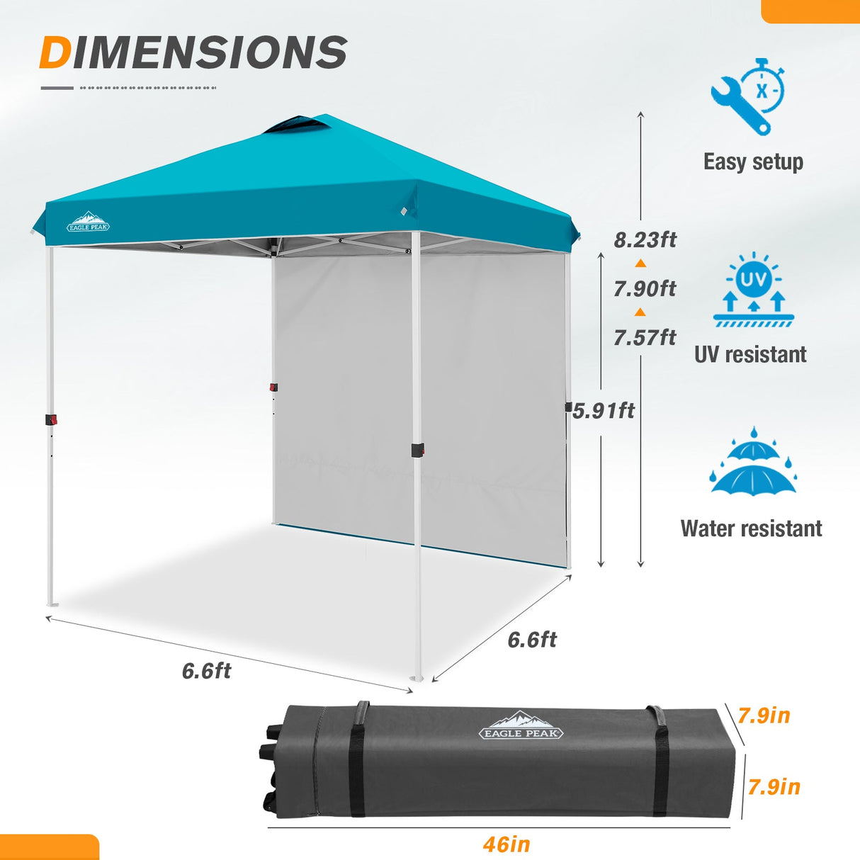 6.6x6.6 Pop Up Canopy Tent with Sidewall - Eagle Peak Custom Canopy Tent