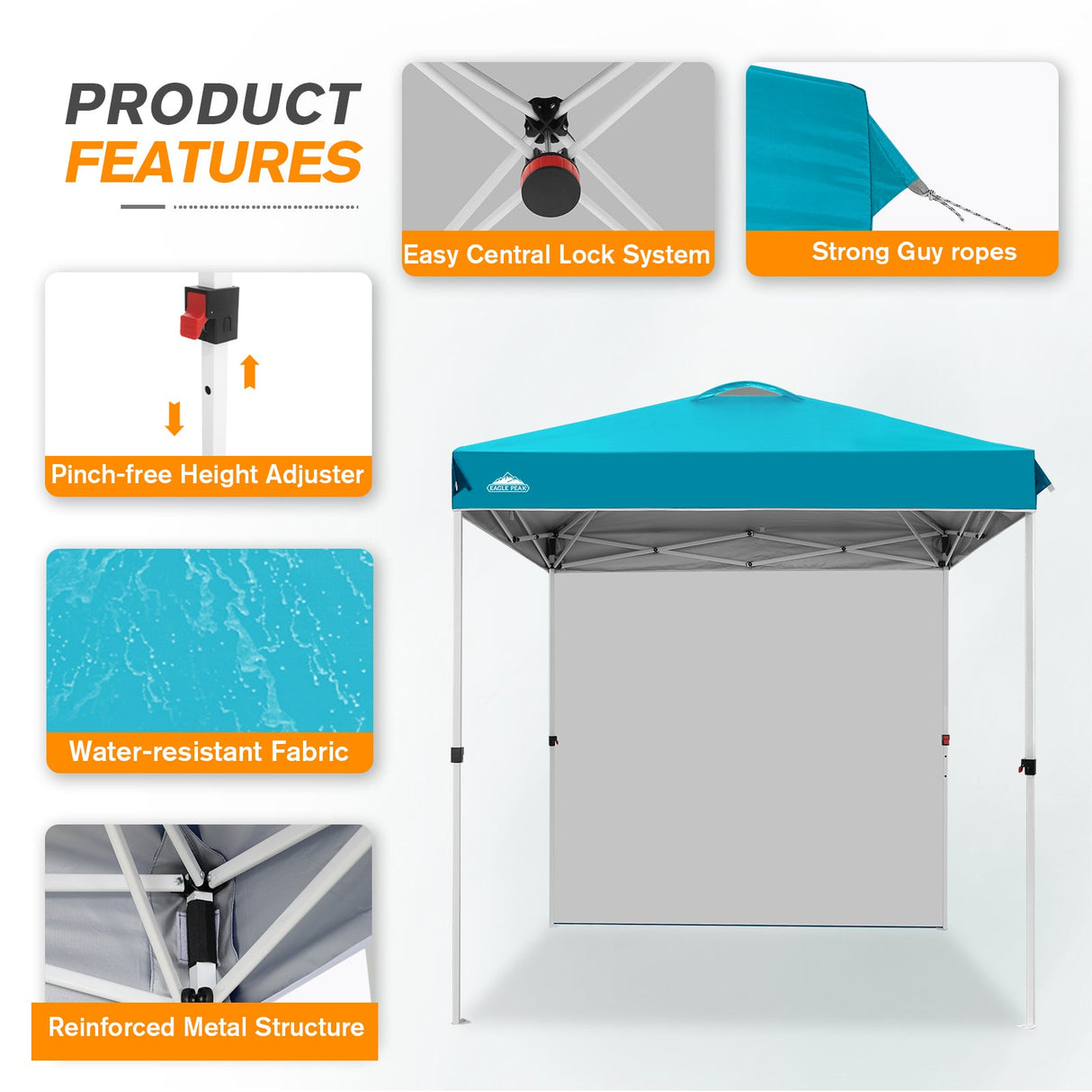 6.6x6.6 Pop Up Canopy Tent with Sidewall - Eagle Peak Custom Canopy Tent