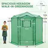 6.6x6.6/8.5x8.5 Easy Setup Pop Up Greenhouse, Hexagon - Eagle Peak®