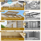 6.7x6x7.7 ft / 6.7x7.8x7.7 ft/ 6.7x9.7x7.7 ft Wood Greenhouse - Eagle Peak Custom Canopy Tent