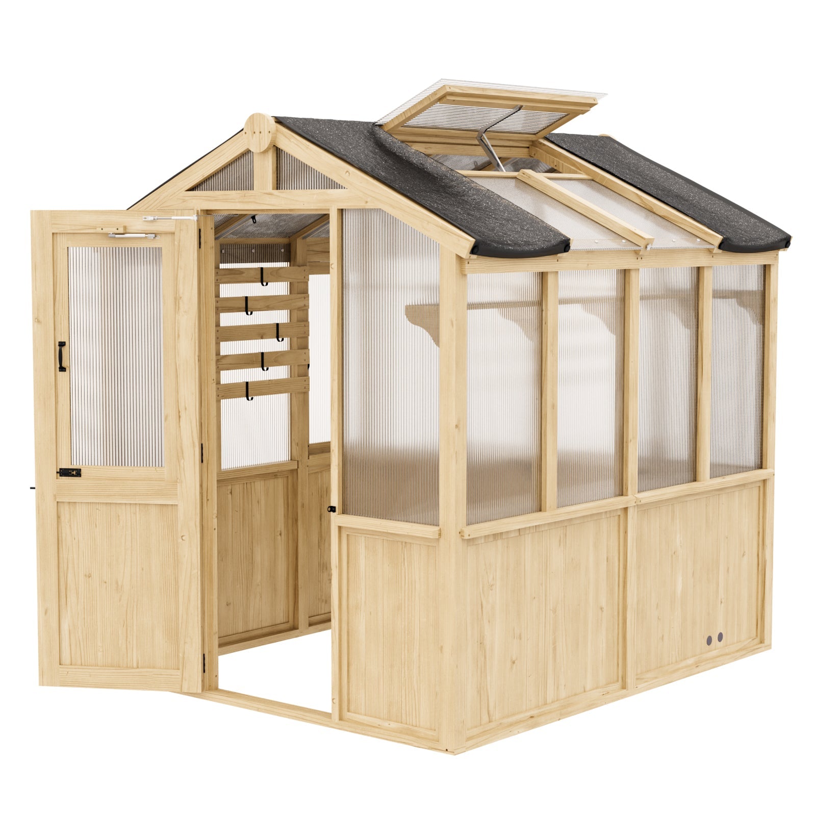 6.7x6x7.7 ft / 6.7x7.8x7.7 ft/ 6.7x9.7x7.7 ft Wood Greenhouse
