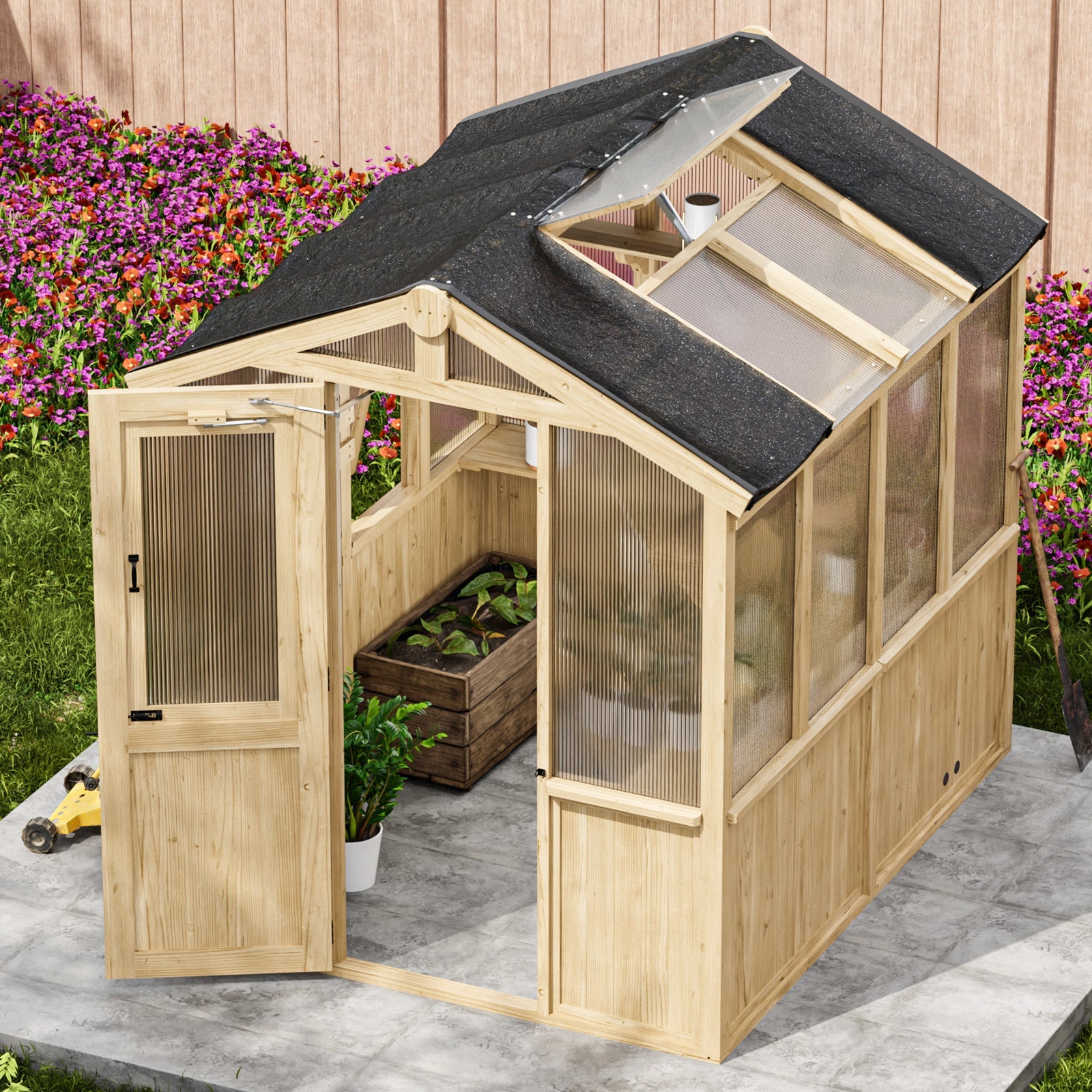 ペテンシーフシギバース微高レート 6.7x6x7.7 ft / 6.7x7.8x7.7 ft/ 6.7x9.7x7.7 ft Wood Greenhouse