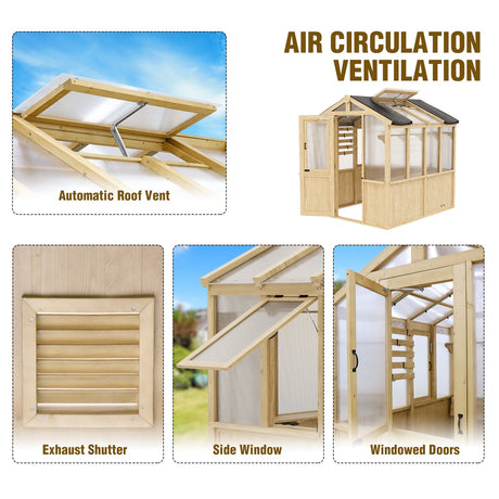 6.7x6x7.7 ft / 6.7x7.8x7.7 ft/ 6.7x9.7x7.7 ft Wood Greenhouse - Eagle Peak Custom Canopy Tent
