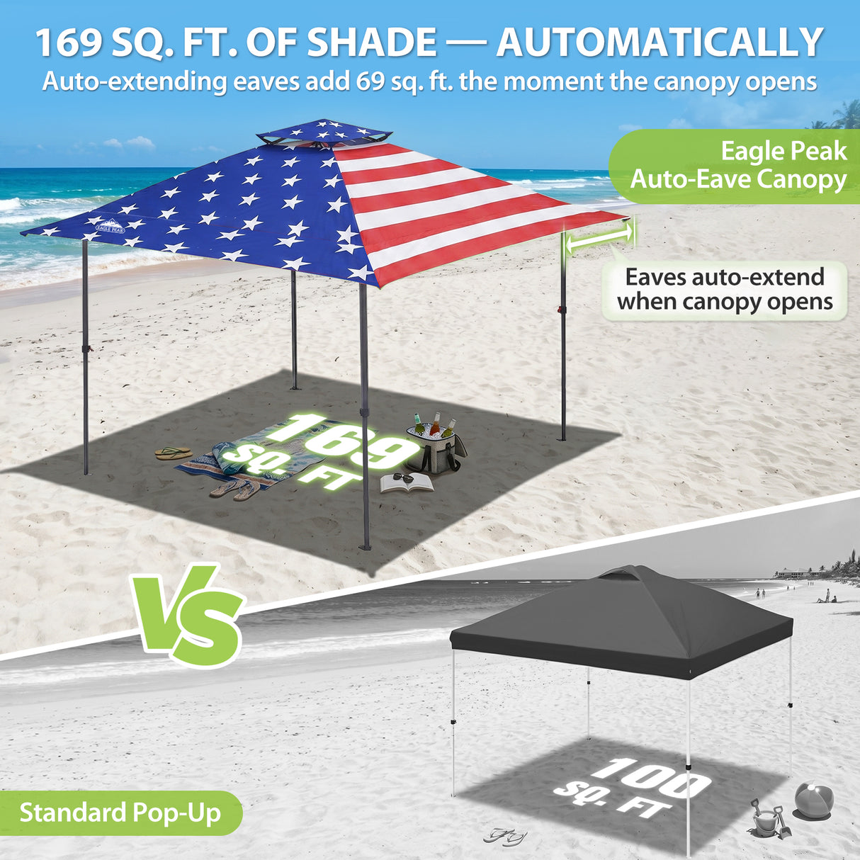 13x13 Straight Leg Pop Up Canopy Tent with 169 sqft of Shade