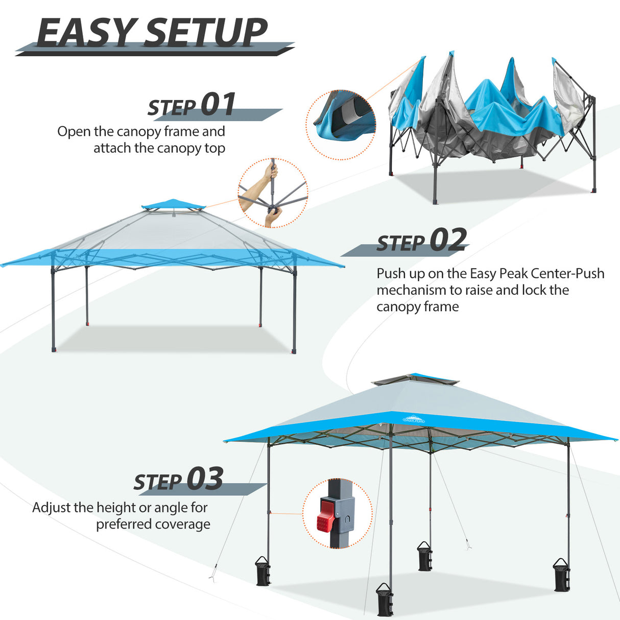 13x13 Straight Leg Pop Up Canopy Tent with 169 sqft of Shade