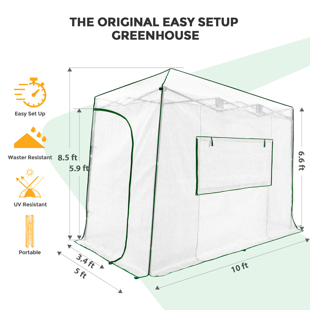 Easy Setup 10x5 Portable Lean to Pop Up Greenhouse