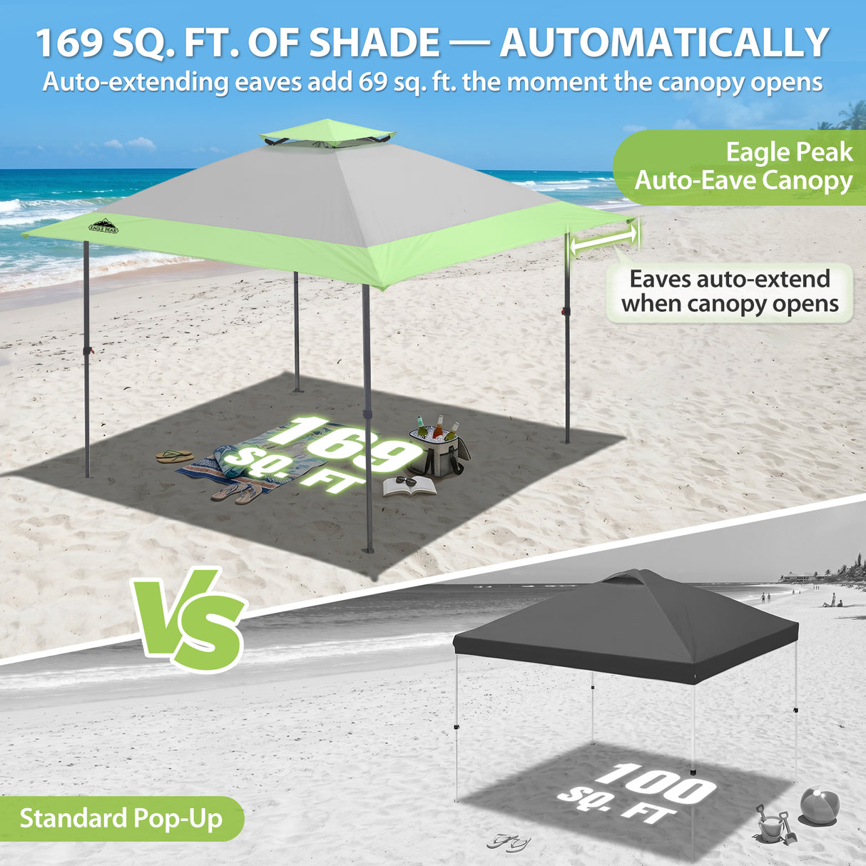 13x13 Straight Leg Pop Up Canopy Tent with 169 sqft of Shade