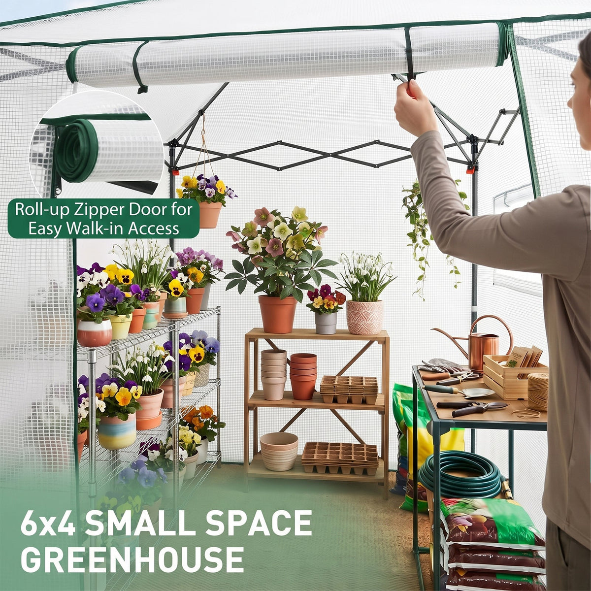 6x4 Easy Setup Small Pop Up Greenhouse - Eagle Peak®