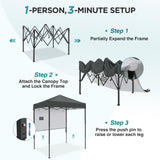 6x4 ft Instant Pop Up Canopy with Adjustable Sun Wall - Eagle Peak®