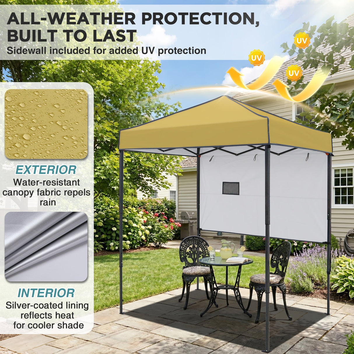 6x4 ft Instant Pop Up Canopy with Adjustable Sun Wall - Eagle Peak®