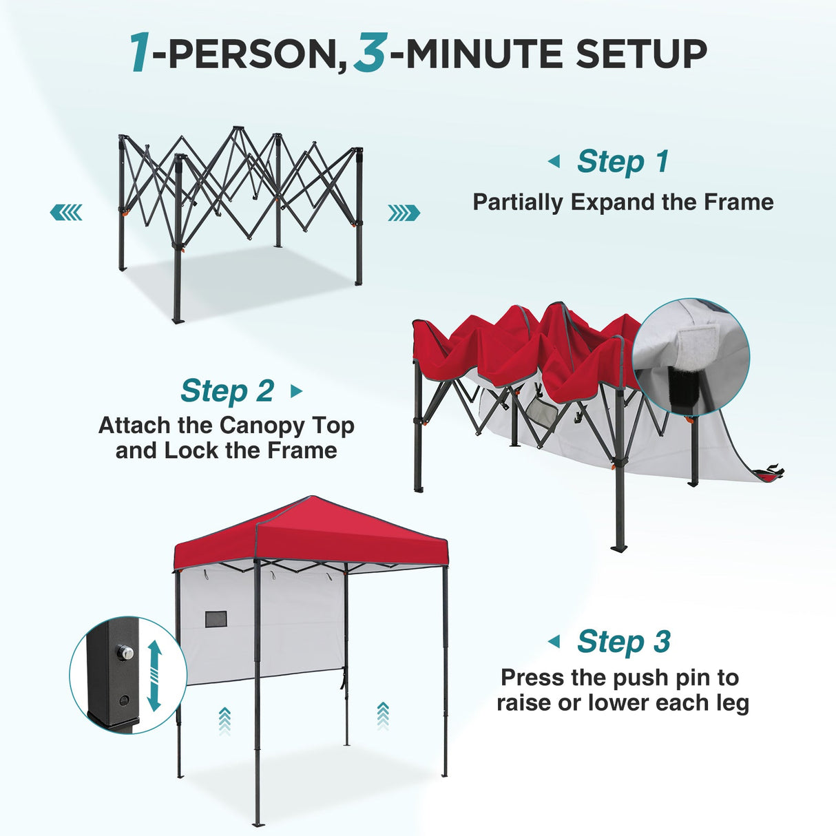 6x4 ft Instant Pop Up Canopy with Adjustable Sun Wall - Eagle Peak®