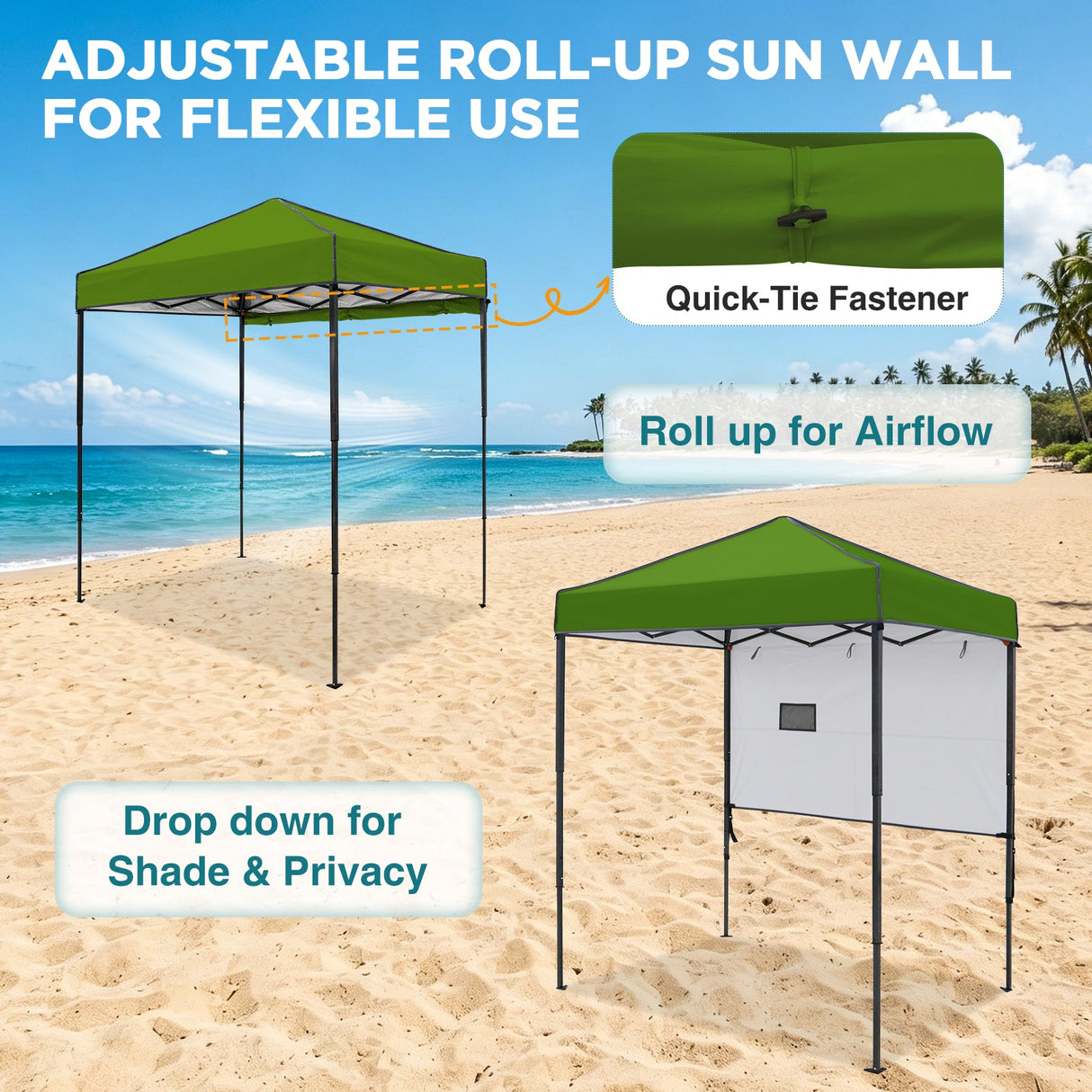 6x4 ft Instant Pop Up Canopy with Adjustable Sun Wall - Eagle Peak®