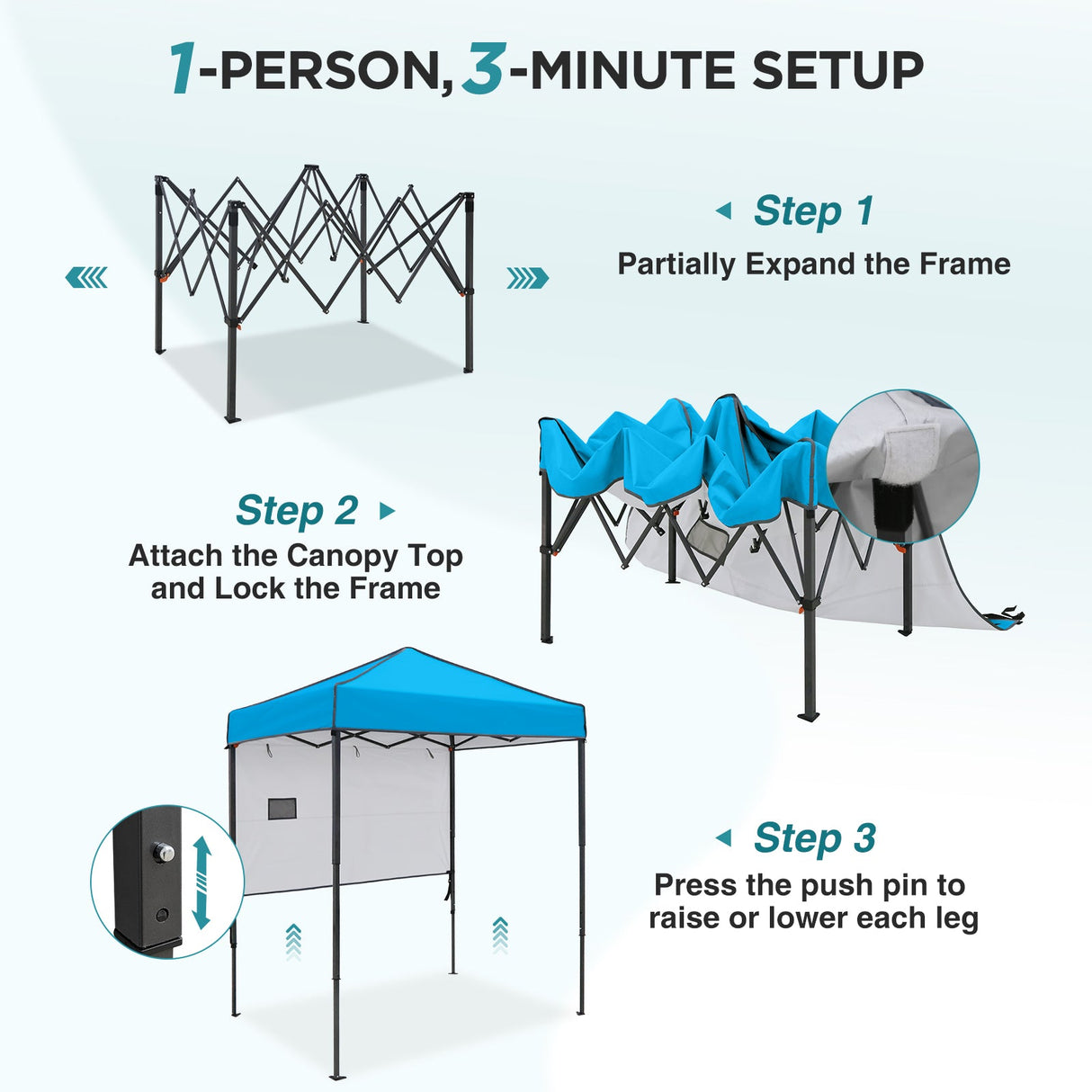 6x4 ft Instant Pop Up Canopy with Adjustable Sun Wall - Eagle Peak®