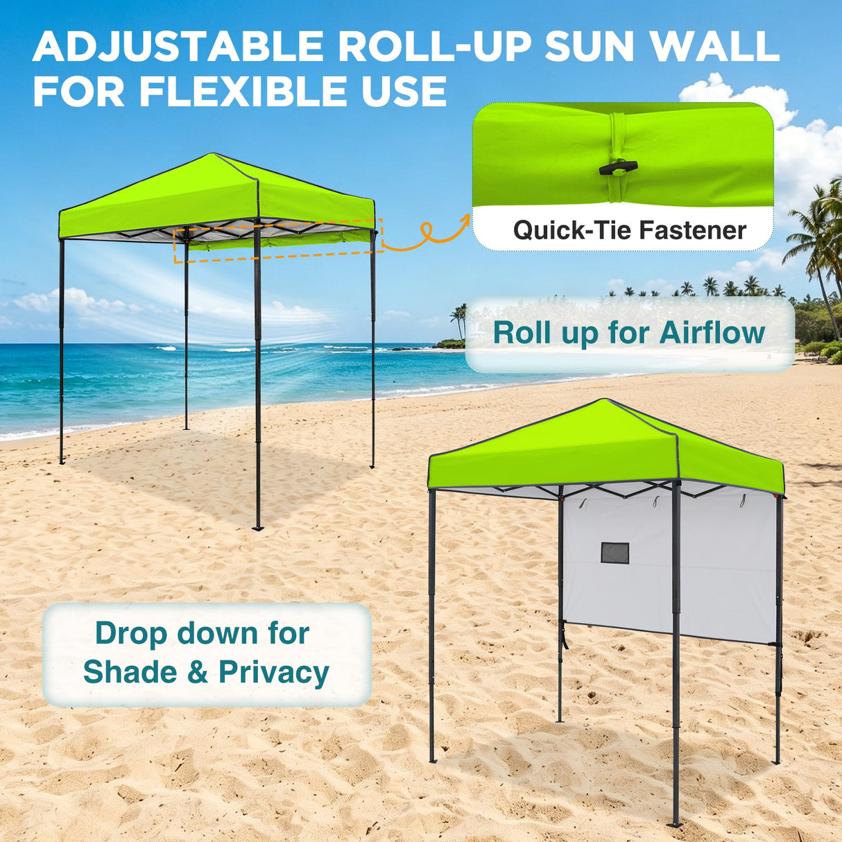 6x4 ft Instant Pop Up Canopy with Adjustable Sun Wall - Eagle Peak®