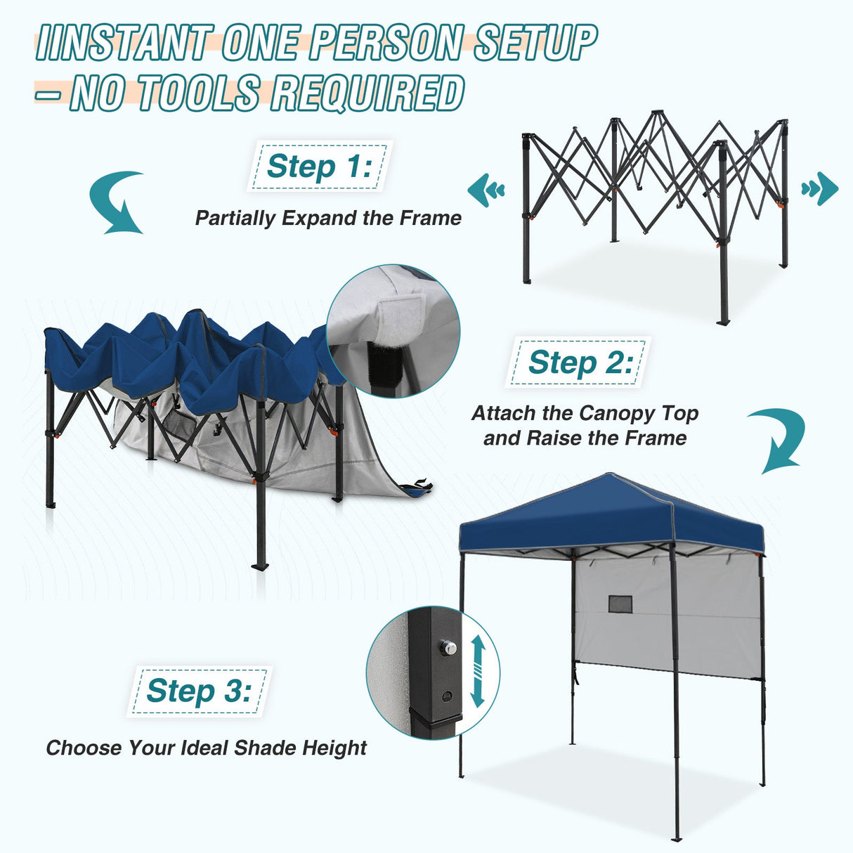 6x4 ft Instant Pop Up Canopy with Adjustable Sun Wall - Eagle Peak Custom Canopy Tent