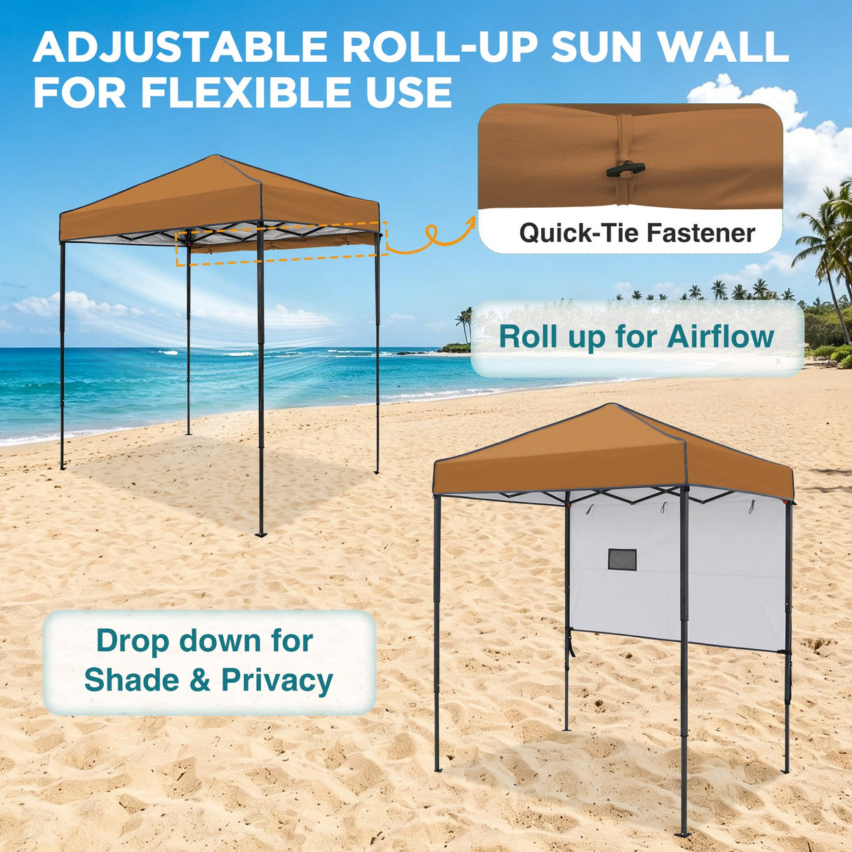 6x4 ft Instant Pop Up Canopy with Adjustable Sun Wall - Eagle Peak®