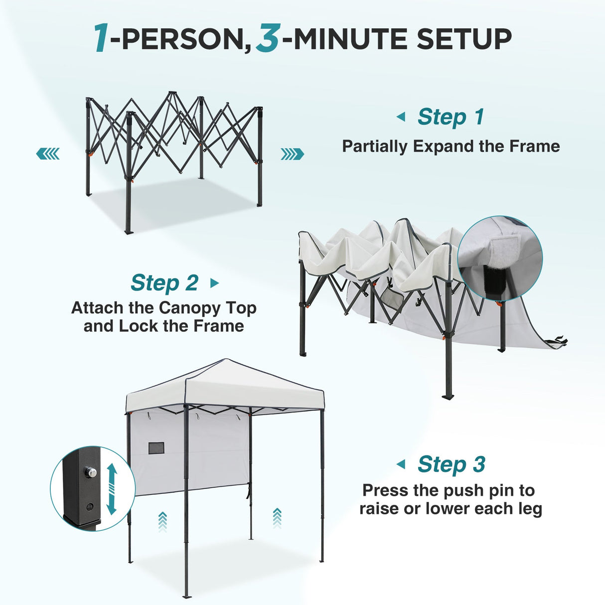 6x4 ft Instant Pop Up Canopy with Adjustable Sun Wall - Eagle Peak®