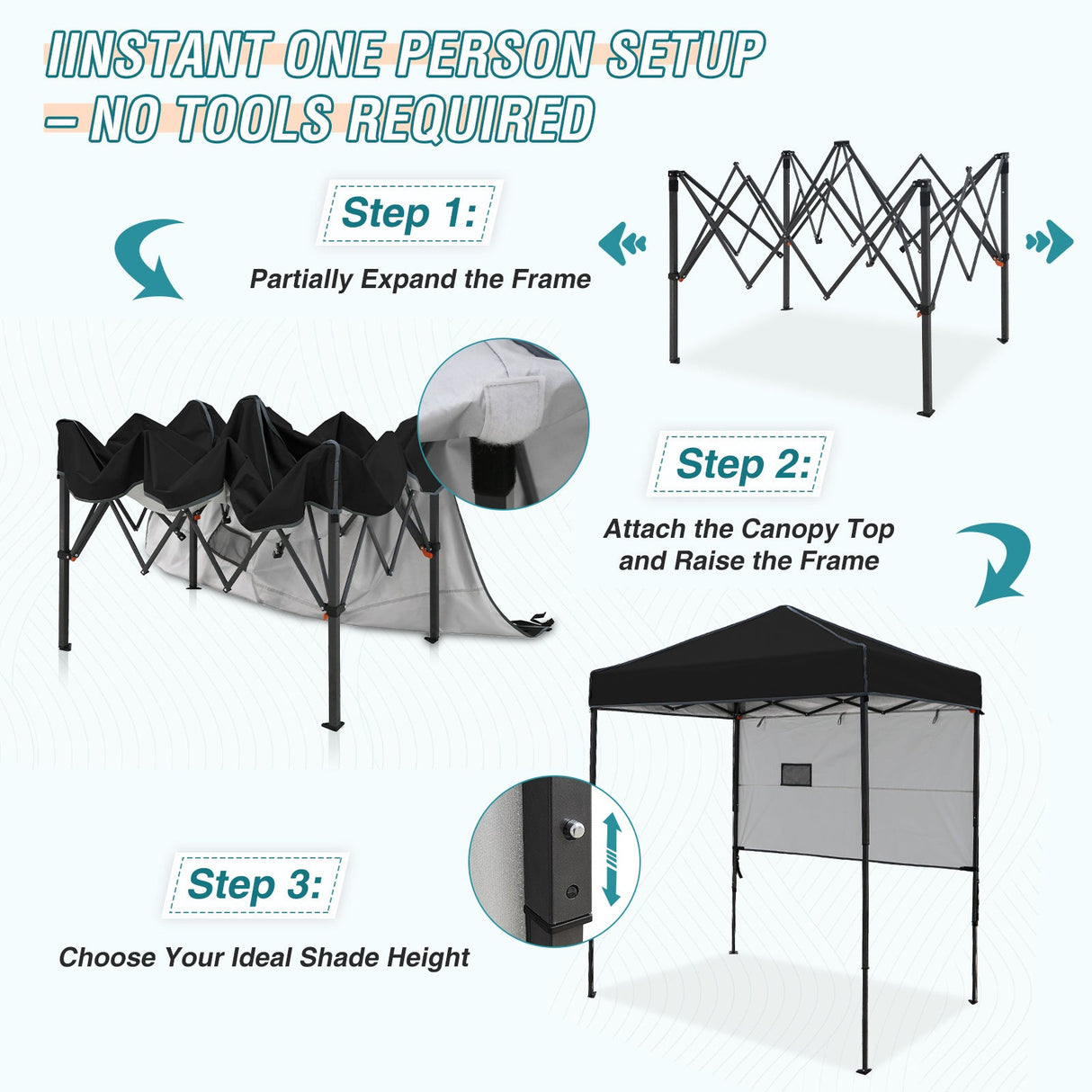 6x4 ft Instant Pop Up Canopy with Adjustable Sun Wall - Eagle Peak Custom Canopy Tent
