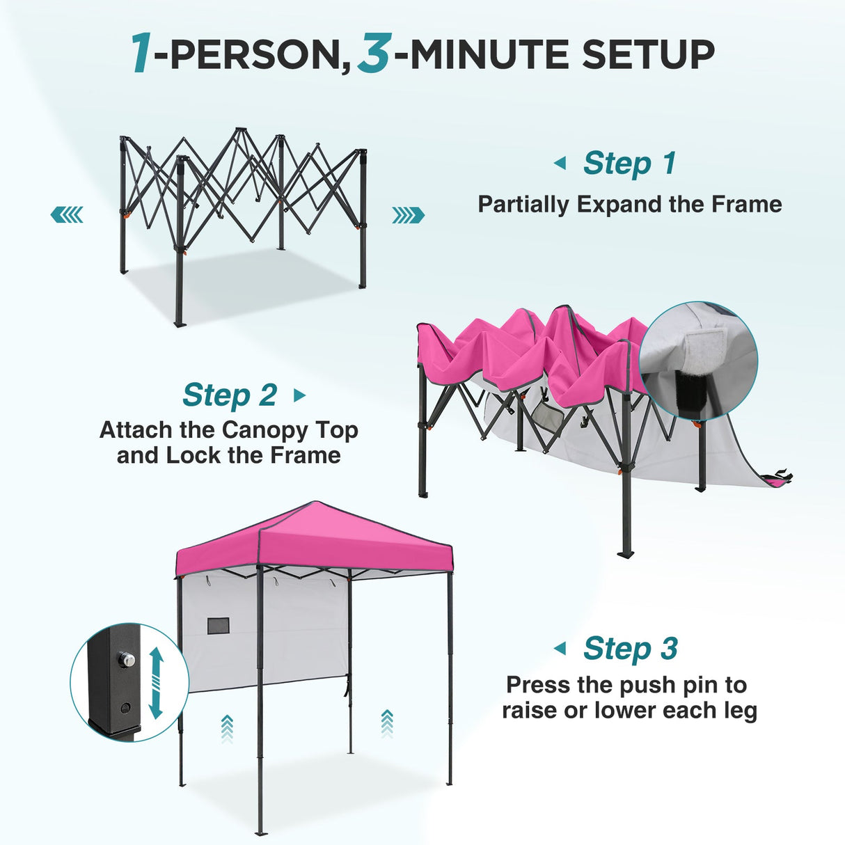 6x4 ft Instant Pop Up Canopy with Adjustable Sun Wall - Eagle Peak®