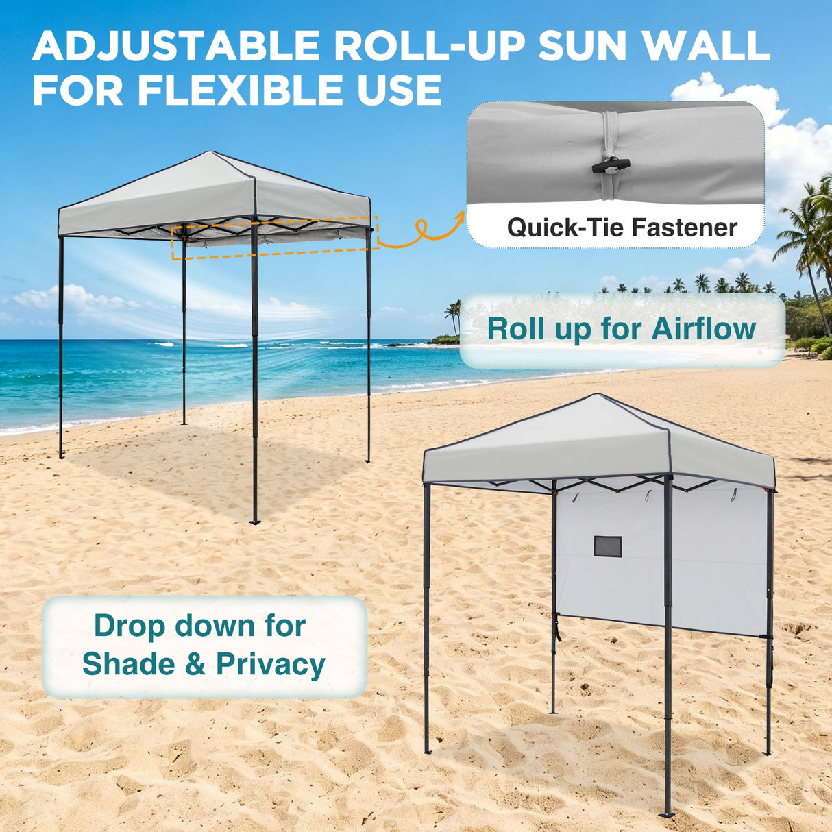 6x4 ft Instant Pop Up Canopy with Adjustable Sun Wall - Eagle Peak®