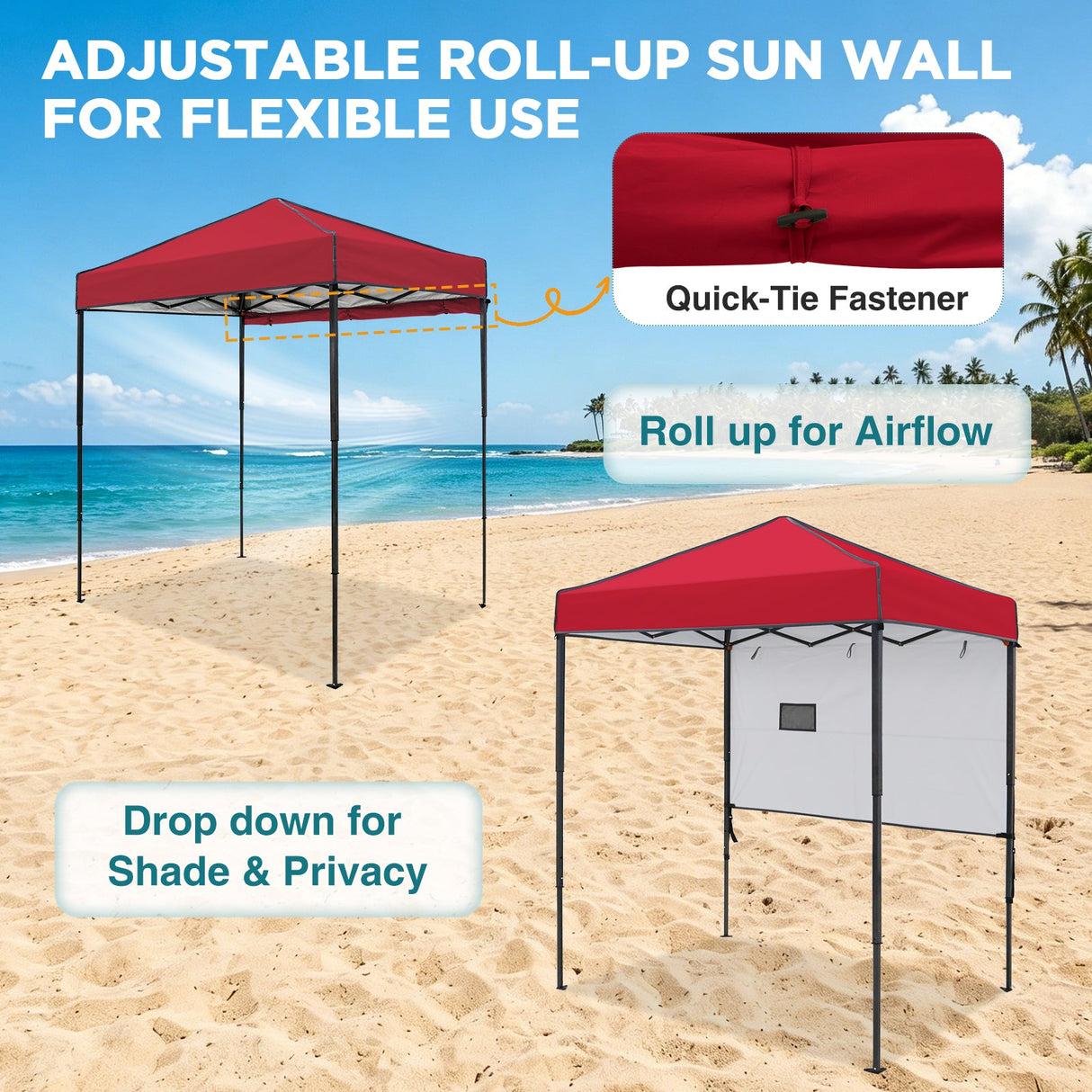 6x4 ft Instant Pop Up Canopy with Adjustable Sun Wall - Eagle Peak®