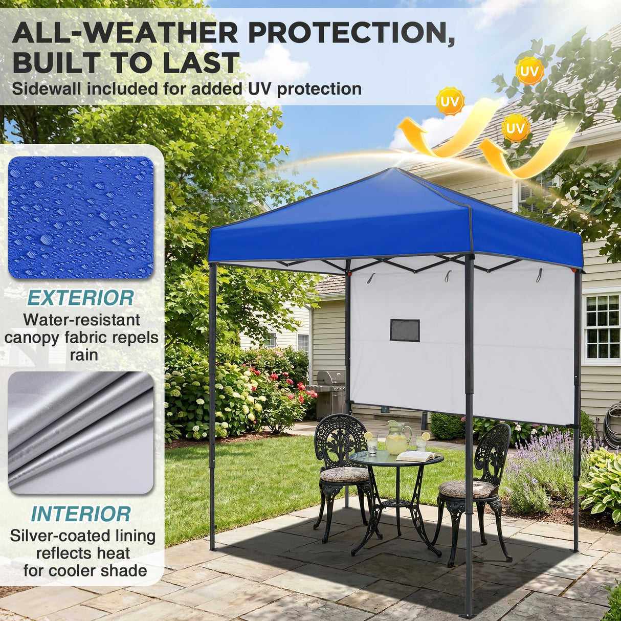 6x4 ft Instant Pop Up Canopy with Adjustable Sun Wall - Eagle Peak®