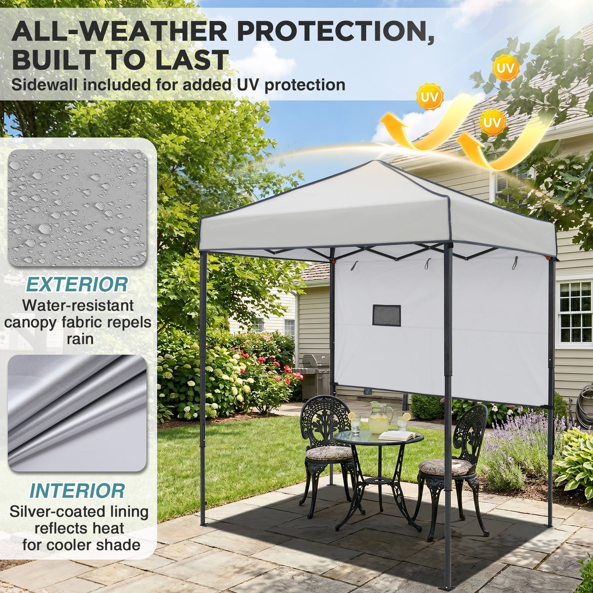 6x4 ft Instant Pop Up Canopy with Adjustable Sun Wall - Eagle Peak®