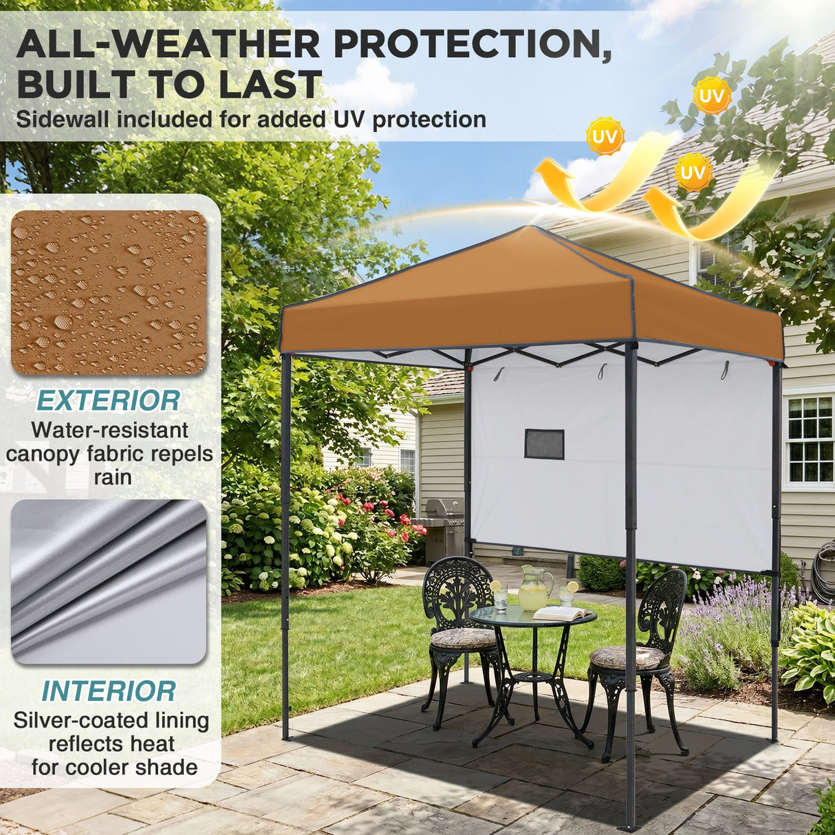 6x4 ft Instant Pop Up Canopy with Adjustable Sun Wall - Eagle Peak®