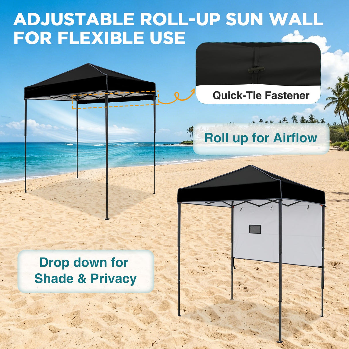 6x4 ft Instant Pop Up Canopy with Adjustable Sun Wall - Eagle Peak®