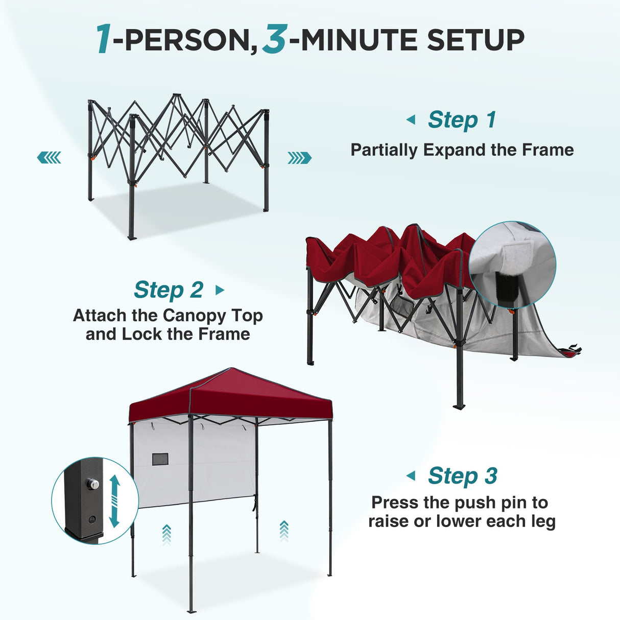 6x4 ft Instant Pop Up Canopy with Adjustable Sun Wall - Eagle Peak®