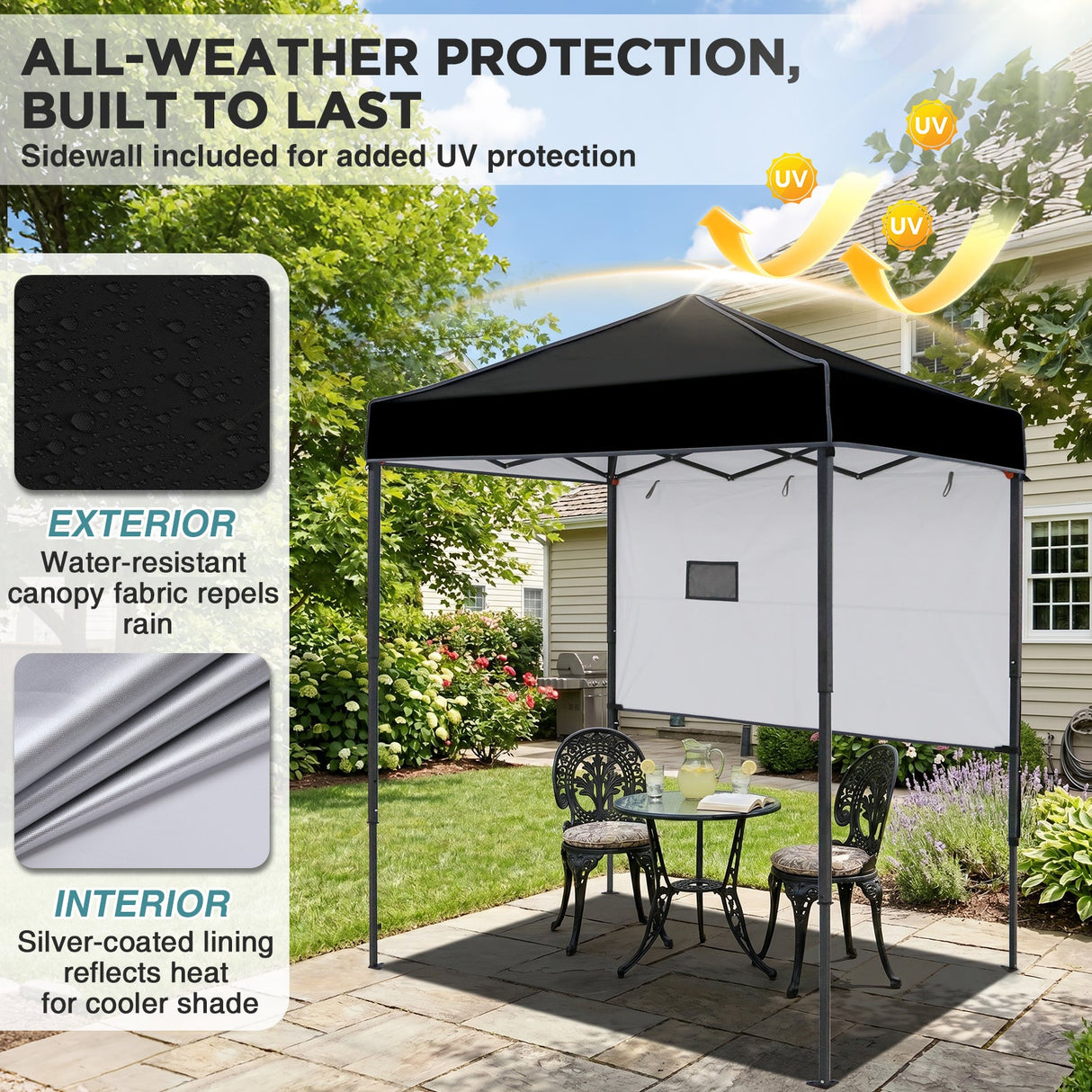 6x4 ft Instant Pop Up Canopy with Adjustable Sun Wall - Eagle Peak®