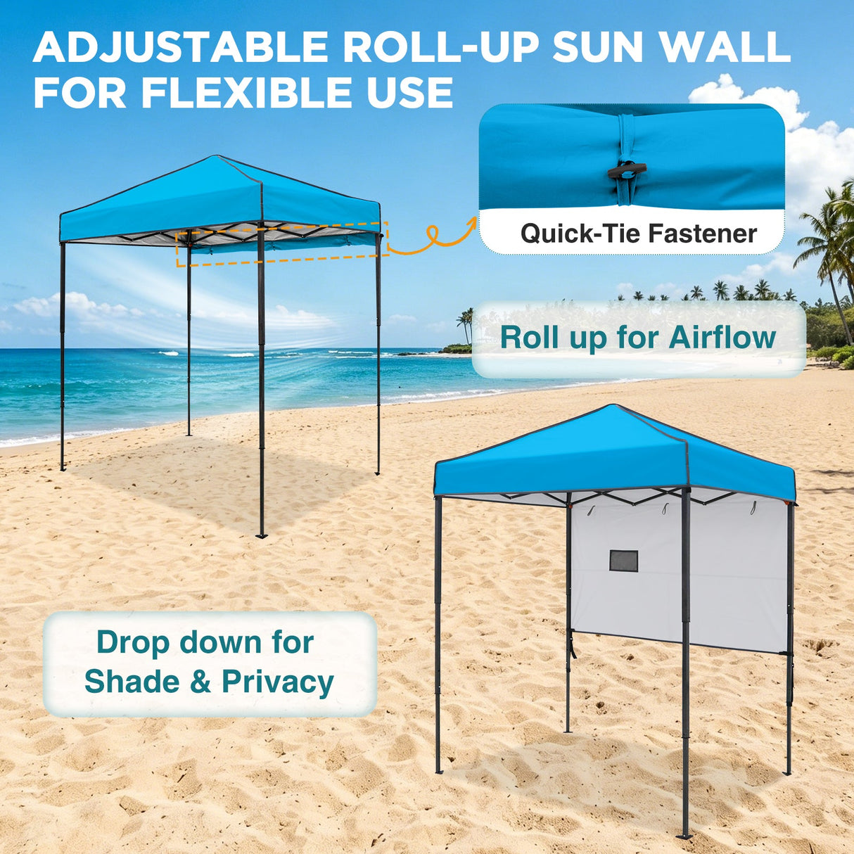 6x4 ft Instant Pop Up Canopy with Adjustable Sun Wall - Eagle Peak®
