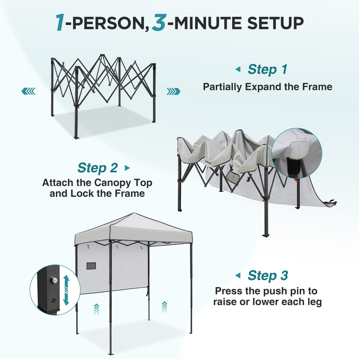 6x4 ft Instant Pop Up Canopy with Adjustable Sun Wall - Eagle Peak®