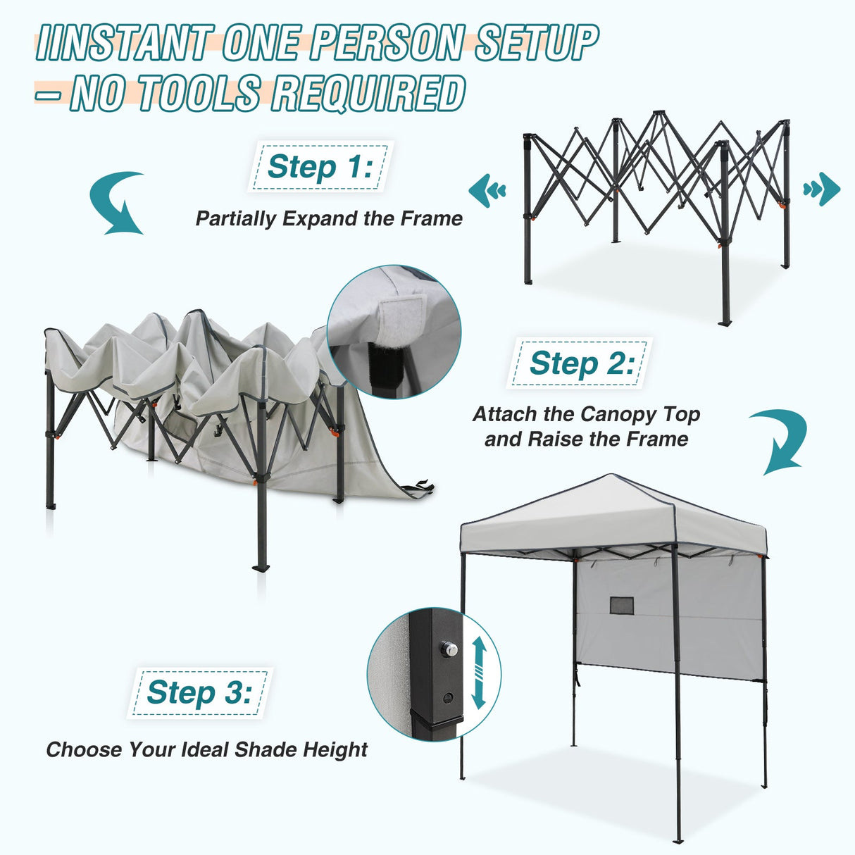 6x4 ft Instant Pop Up Canopy with Adjustable Sun Wall - Eagle Peak Custom Canopy Tent