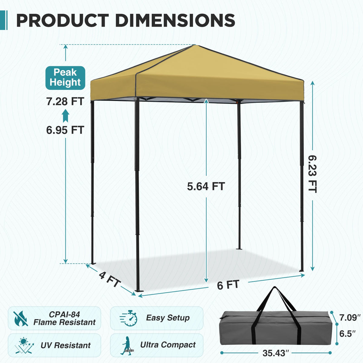 6x4 Instant Pop Up Canopy Tent - Eagle Peak®