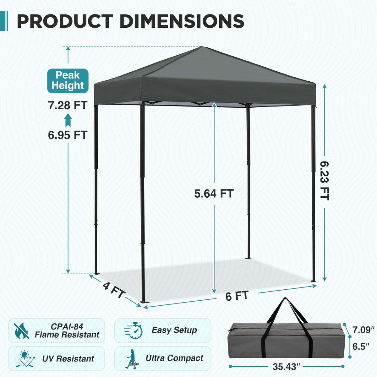 6x4 Instant Pop Up Canopy Tent - Eagle Peak®