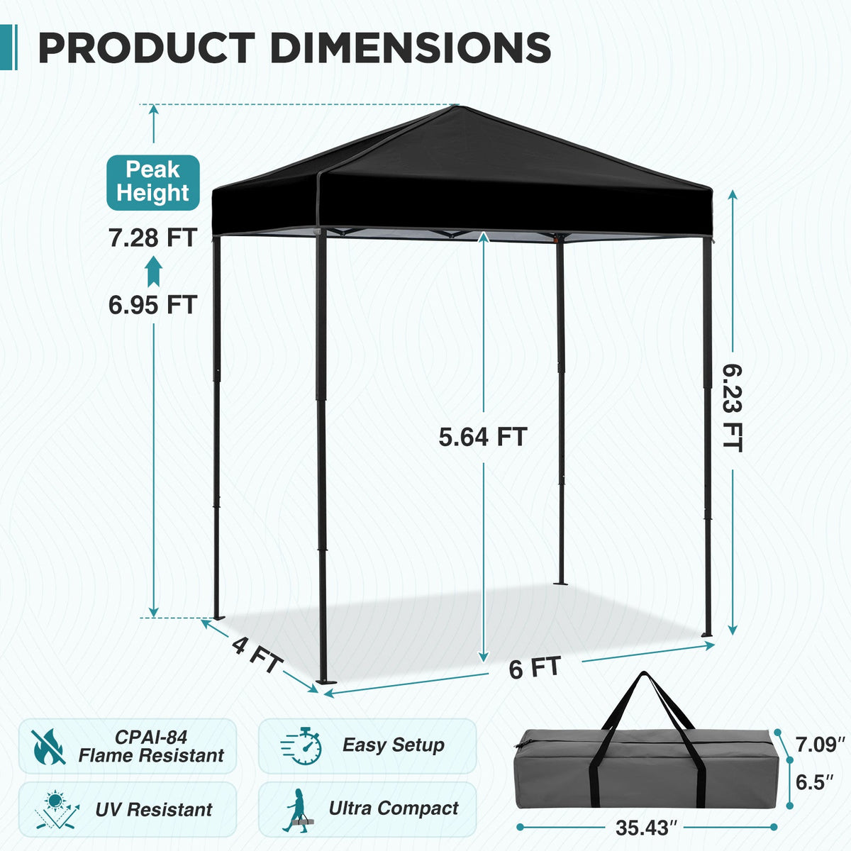 6x4 Instant Pop Up Canopy Tent - Eagle Peak®